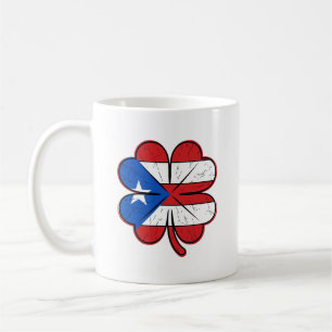 Mug Drapeau Trèfle Porto Rico Gravure Vintage Vecteur