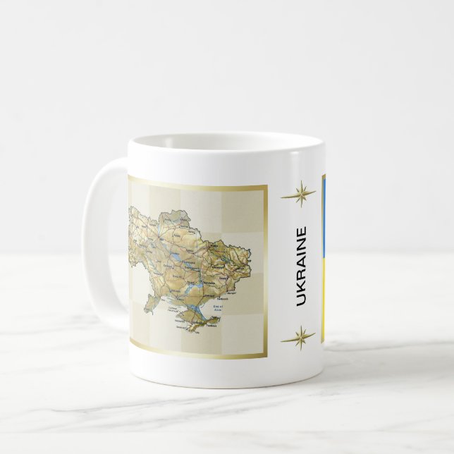 Mug Drapeau ukrainien + Musique de la carte (Devant gauche)