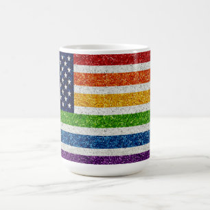 Mug Drapeau USA - Parties scintillant arc-en-ciel (Sty