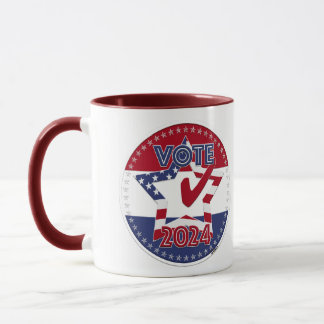 Mug Drapeau USA VOTE rouge et bleu 2024 Étoile coche