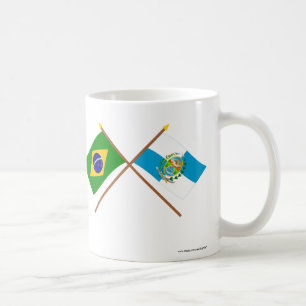 Mug Drapeaux croisés du Brésil et du Rio de Janeiro