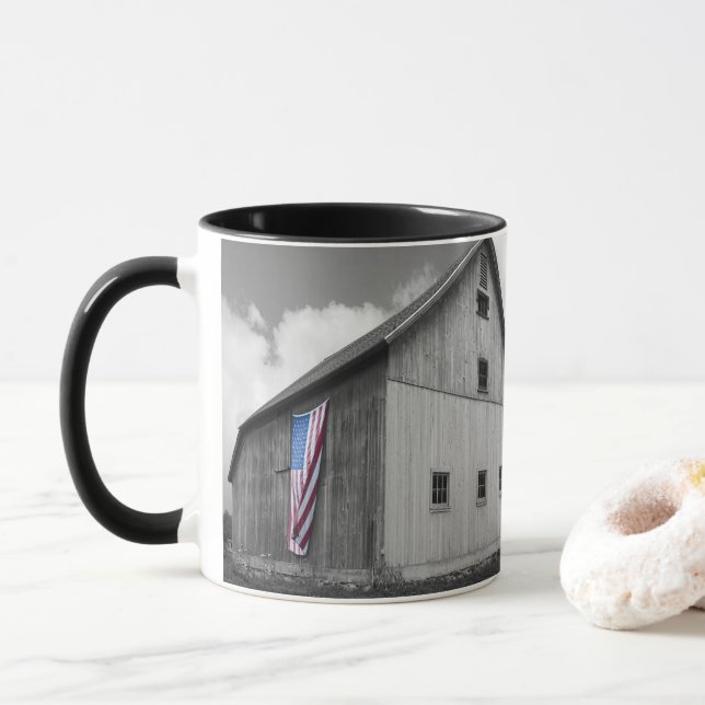 Mug Drapeaux de nos agriculteurs - Grange avec drapeau (Avec donut)