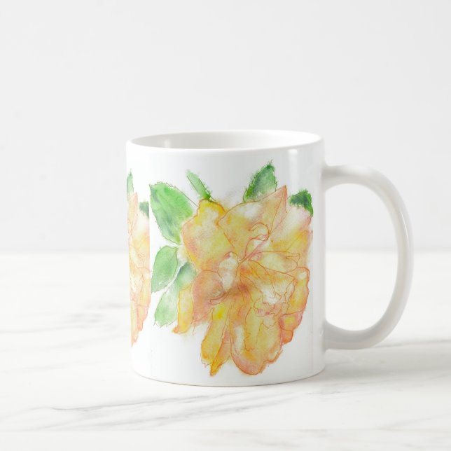 Mug Dreams Spires Roses d'aquarelle jaune (Droite)