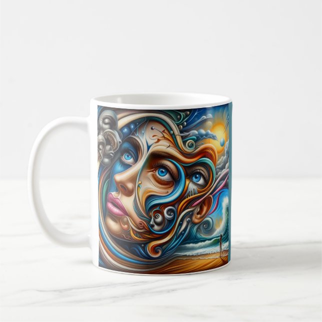 Mug Dreamscape Abstrait Ocean Serenity & Cosmic Wonder (Gauche)