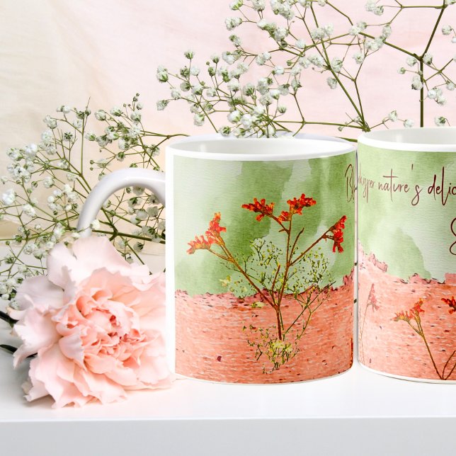 Mug Dreamy Pink Green Flowers Citation Inspirationnell (Créateur téléchargé)