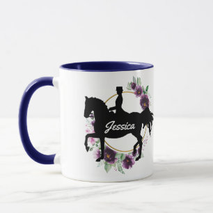 Mug Dressage personnalisé Cheval équitation Nom floral