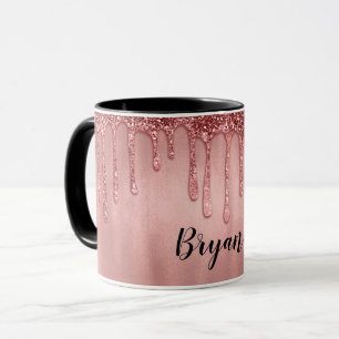 Mug Dripping in Rose Gold Glitter Pretty Pink Drips