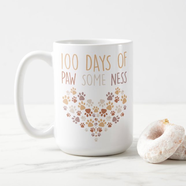 Mug Drôle 100 Jours de Paw Quelques Ness 100 Jours D'É (Avec donut)