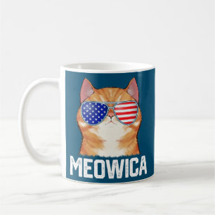 Mug Drôle 4 juillet Meowica Américain Amoureux des cha