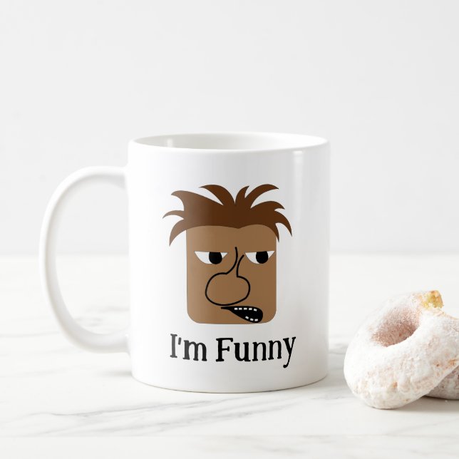 Mug Drôle Angry Man Face Drôle Cartoon (Avec donut)