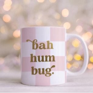 Mug Drôle Bah Humbug Typographie À damiers rose