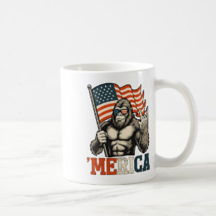 Mug Drôle Bigfoot Merica Rock Drapeau Usa Patriotique