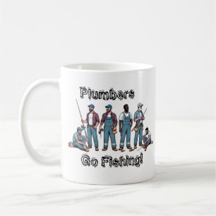 Mug DRÔLE BLEU/BLANC ''Les plombiers vont à la pêche''