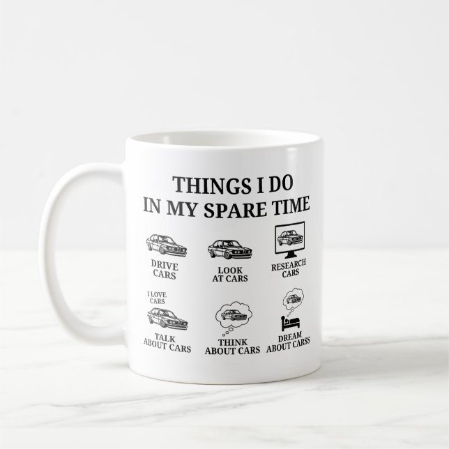 Mug Drôle cadeau d'amoureux de voiture, les choses que (Gauche)
