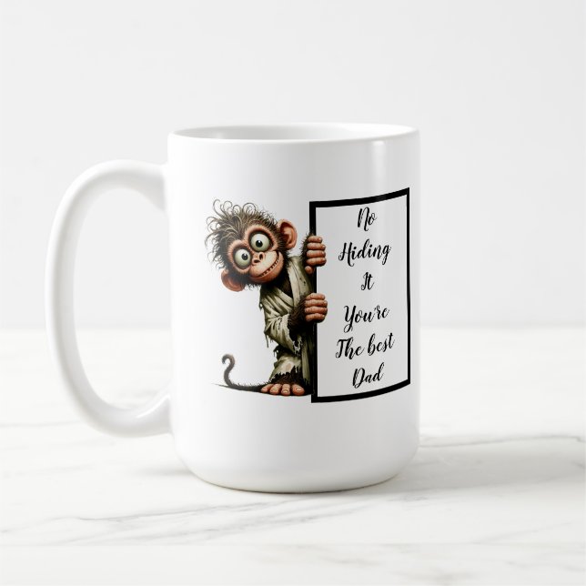 Mug Drôle cadeau de papa avec le singe amusant et déca (Gauche)