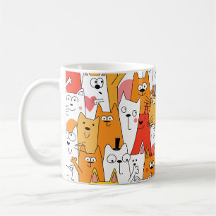 Mug Drôle Cartoon Cats Group Doodle