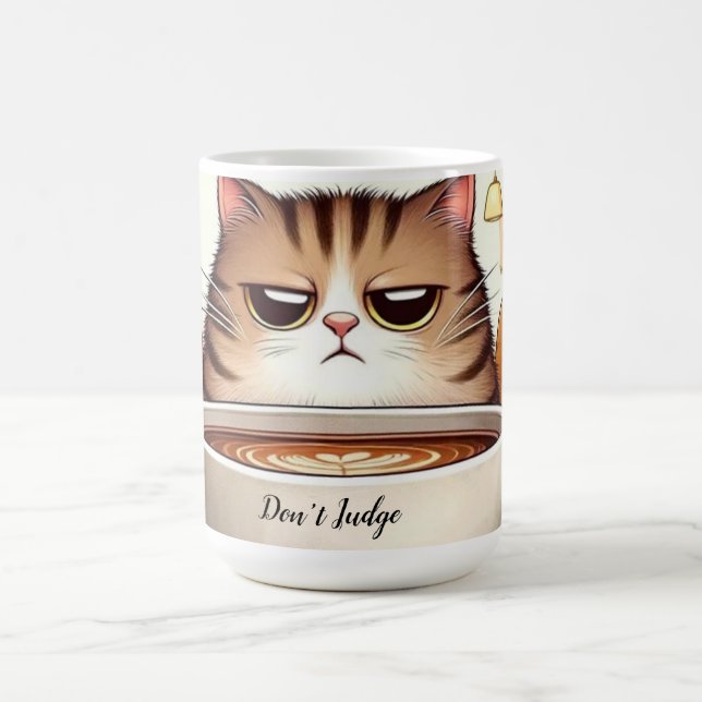 Mug Drôle Chat à boire un énorme café tasse. (Centre)