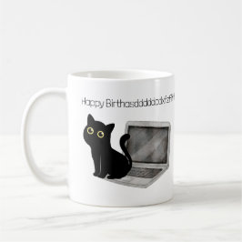 Mug Drôle chat assis sur l'ordinateur portable Anniver