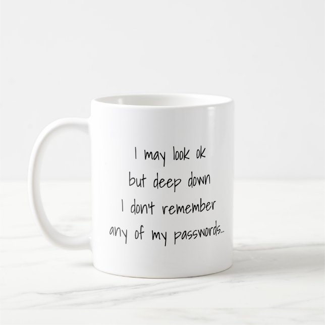 Mug Drôle Citation de mot de passe oublié Texte person (Gauche)