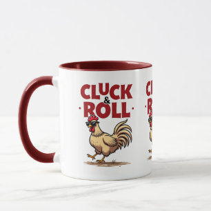 Mug Drôle "Cluck & Roll" Cool Rooster Conception de de