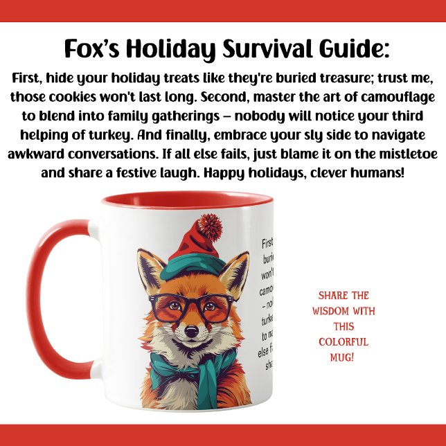 Mug Drôle Conseils De Survie De Vacances D'Un Fox (Créateur téléchargé)