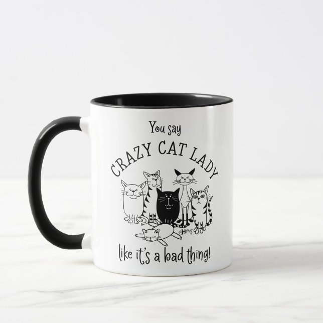 Mug Drôle Crazy Cat Lady (Gauche)