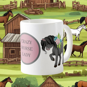 Mug Drôle dame de cheval fou ajouter du texte