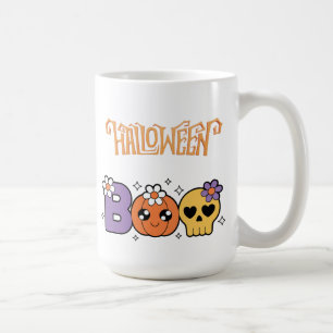 Mug Drôle de Boo Halloween blanc et orange