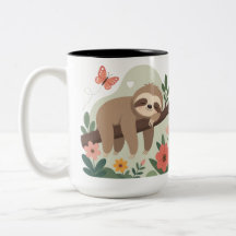 Mug Drôle de Paresseux avec Couleur à l'Intérieur