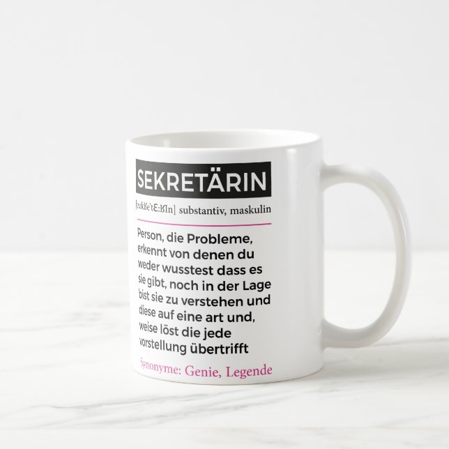 Mug Drôle de secrétaire, d'assistante, de proverbe Cad (Droite)