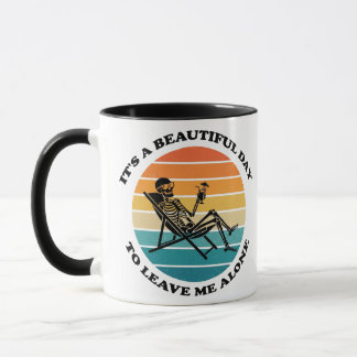 Mug Drôle de squelette rétro sarcastique "Laissez-moi