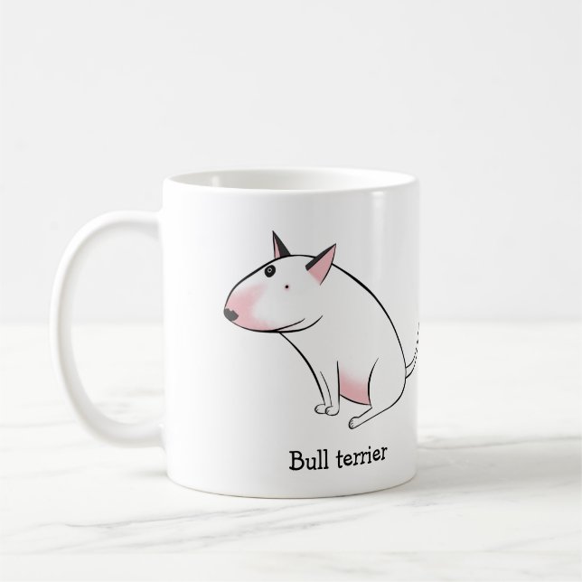 Mug Drôle dessin animé blanc taureau terrier (Gauche)
