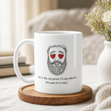 Mug drôle d'homme romantique barbu endormi amoureu