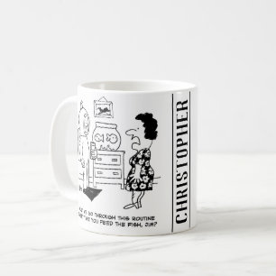 Mug Drôle Diver Cartoon avec Homme Nourrir Poisson d'O