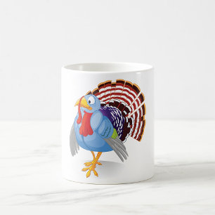 Mug Drôle Drôle Carton Bleu Turquie avec des plumes pa