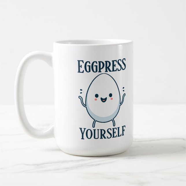 Mug Drôle "Eggpress Yself" Nom personnalisé (Gauche)