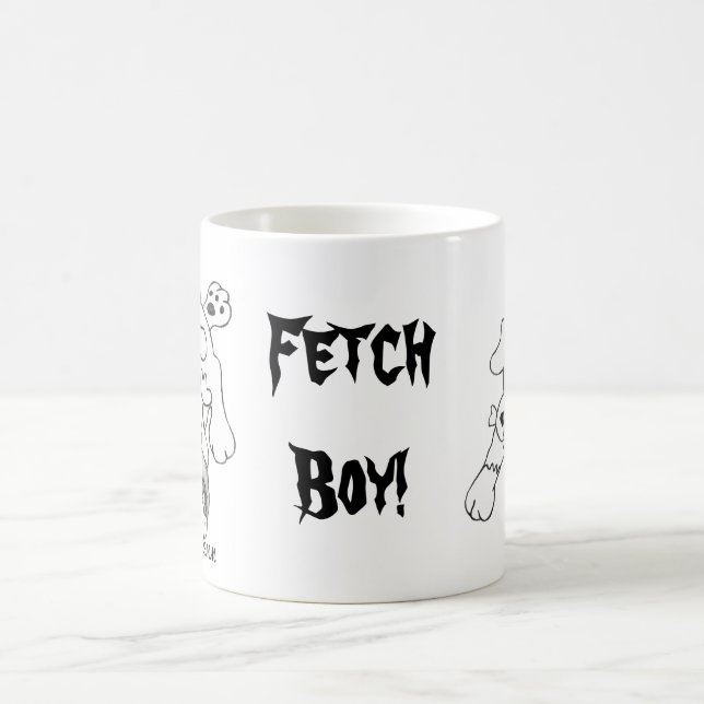 Mug Drôle Fetch Chien Line Dessin d'art (Centre)