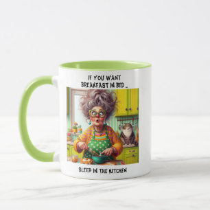Mug Drôle Frazzled Vielle dame Cartoon Faire Des Crêpe