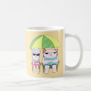 Mug Drôle Grumpy Couple à la plage en Art de la pluie