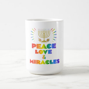 Mug drôle Hanoukka Peace Love & Miracles