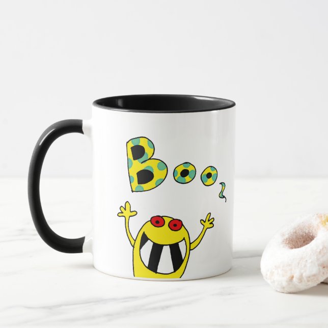 Mug drôle Happy Halloween fantôme (Avec donut)