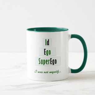 Mug Drôle Id, Ego et théorie Superego, vert et noir