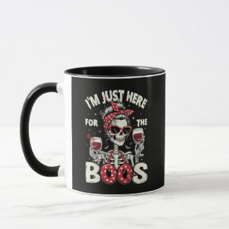Mug Drôle je suis juste ici pour les huées squelette