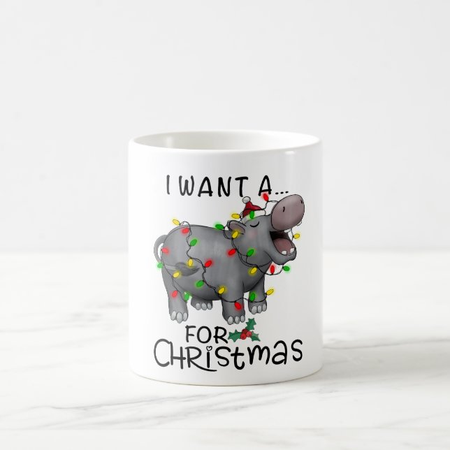 Mug Drôle Je Veux Un Hippo Pour Noël (Centre)