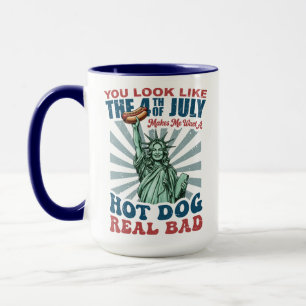 Mug Drôle Lady Liberty Hot Dog Patriotique 4 juillet