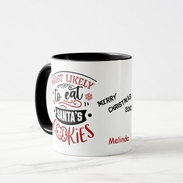 Mug Drôle le plus susceptible de manger des cookies No (Devant gauche)