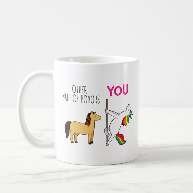Mug Drôle Maid De Proposition D'Honneur, Cute Unicorn (Gauche)