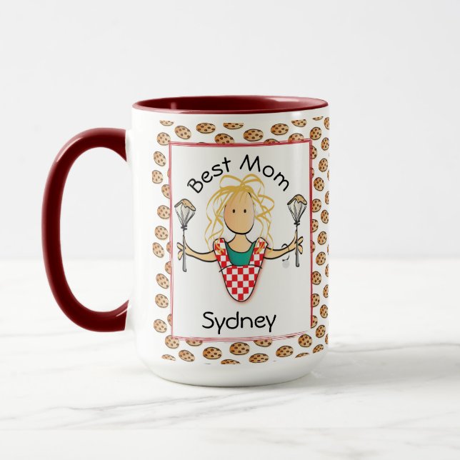 Mug Drôle Mère Maman Cuisine de dessin Cookie Café (Gauche)