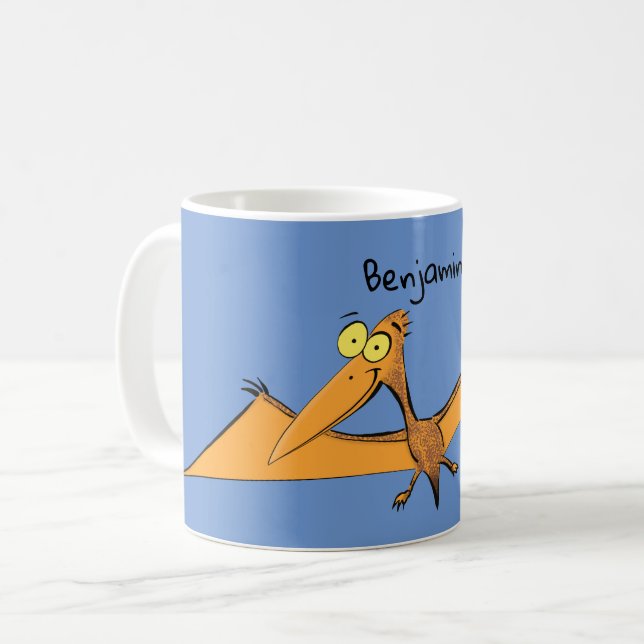 Mug Drôle mignon dessin animé de pterodactyle volant o (Devant gauche)