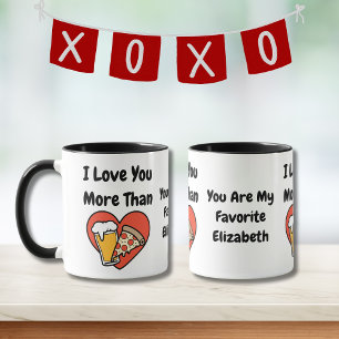 Mug Drôle Mignon Je T'aime Plus Que Pizza et Bière